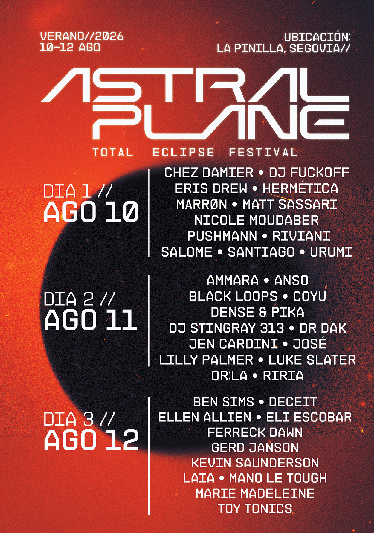 Astral Plane 2026 (Cartel por días)