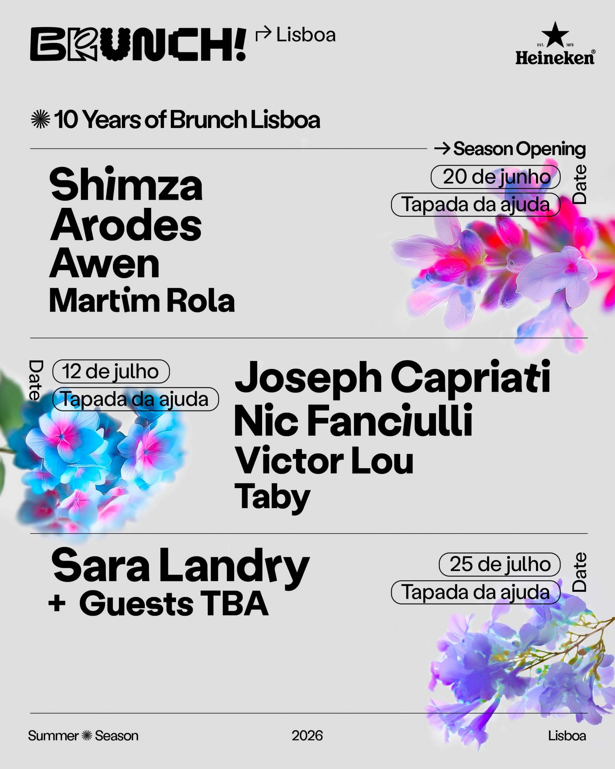 Brunch Electronik 2026 - 10 años de Brunch Lisboa (Carteles Junio-Julio)