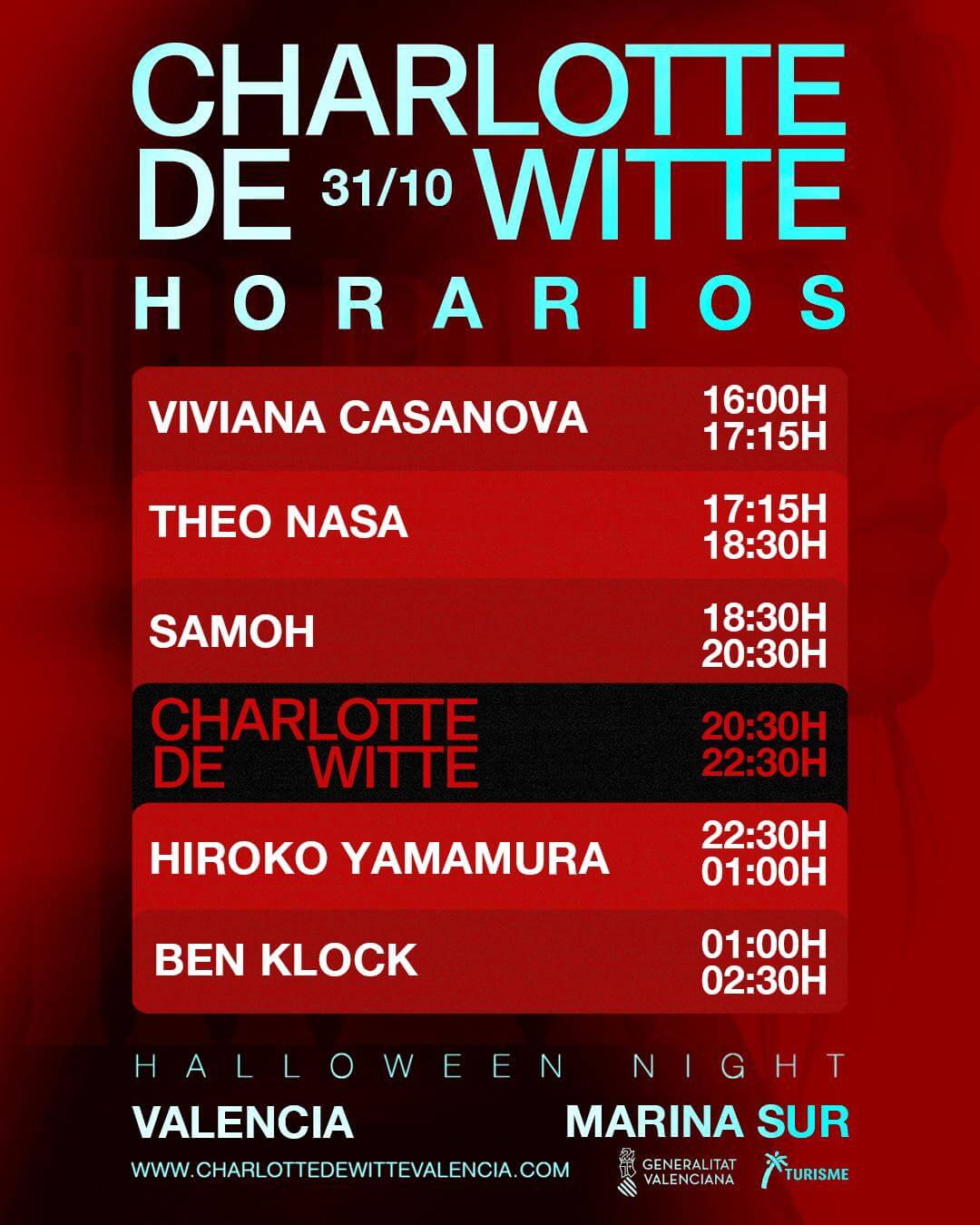 Marina Sur Valencia 2026 - Charlotte de Witte (Horarios) Marina Sur Valencia 2026 - Charlotte de Witte (Horarios)